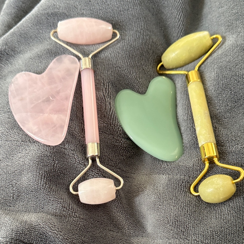 Rose Quartz and Jade Facial Roller Set